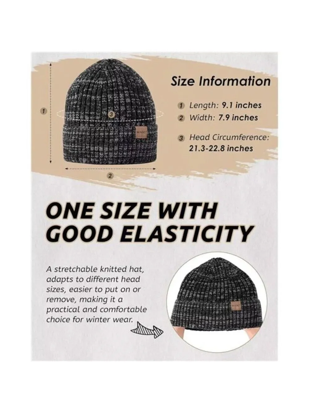 3 Pack Winter Hats Beanie for Men Women Warm Fleece Lined Knit Hat Cold Weather